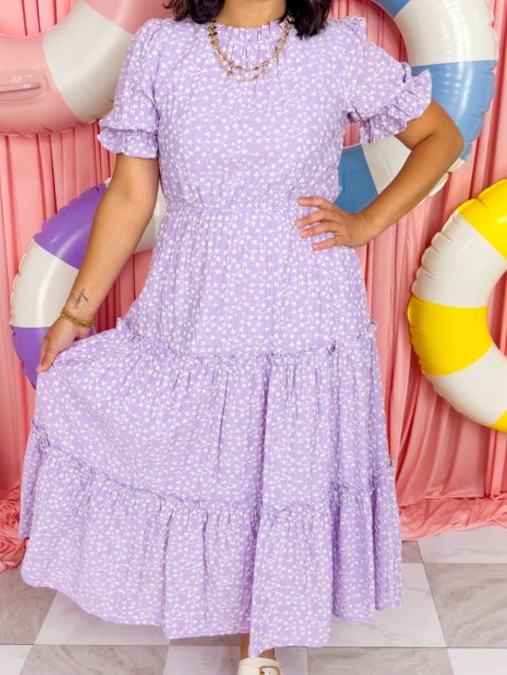 Hayden Lavender Floral Tiered Maxi Dress